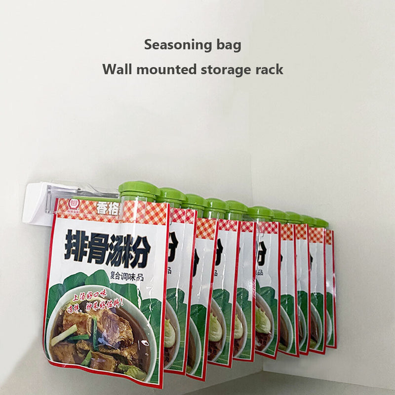 Hanging Seasoning Bag Storage Rack Salt Pepper Bagged Spice Bag Sealing Clip