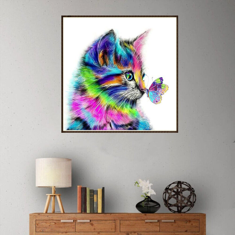 Cat Butterfly 5D Full Drill Painting DIY Needlework Set Mosaic Art Craft