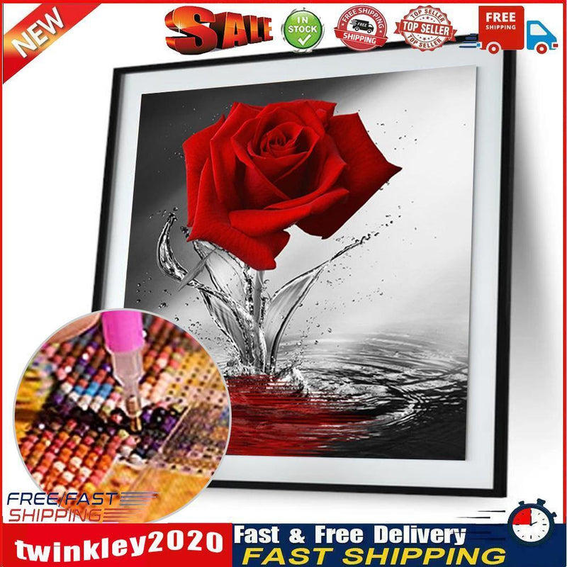 DIY 5D Diamond Painting Embroidery Flower Rose Cross Crafts Stitch Decor Newly