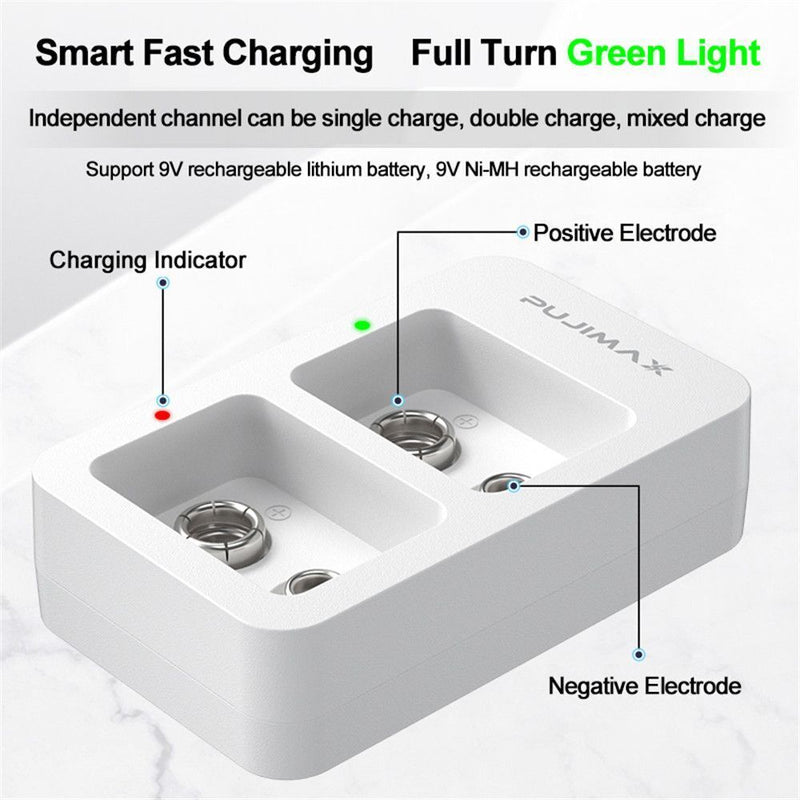 Intelligent Battery Charger For 9V Ni-MH/Ni-Cd/Li-ion Rechargeable Batteries