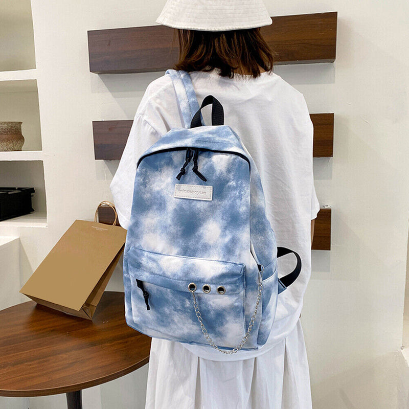 #A Casual Tie Dye Backpack Women Gradient Chain Travel Backpack Daypack for Sh