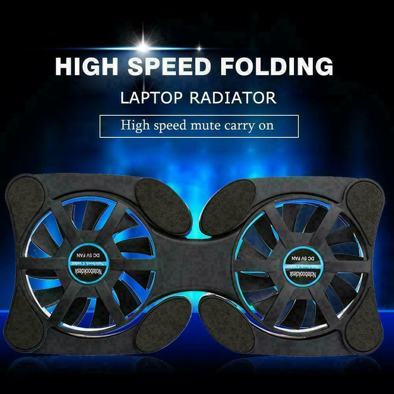 Foldable Mini Notebook Cooler Laptop USB Double Cooling 7T6T V0L1 Fan Stand Z0U6
