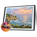 5D DIY Seaside Tower Full Square Diamond Painting Home Living Room Decoration