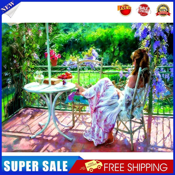 DIY Digital Oil Painting By Numbers Kits Garden Girl Picture Wall Art Decor