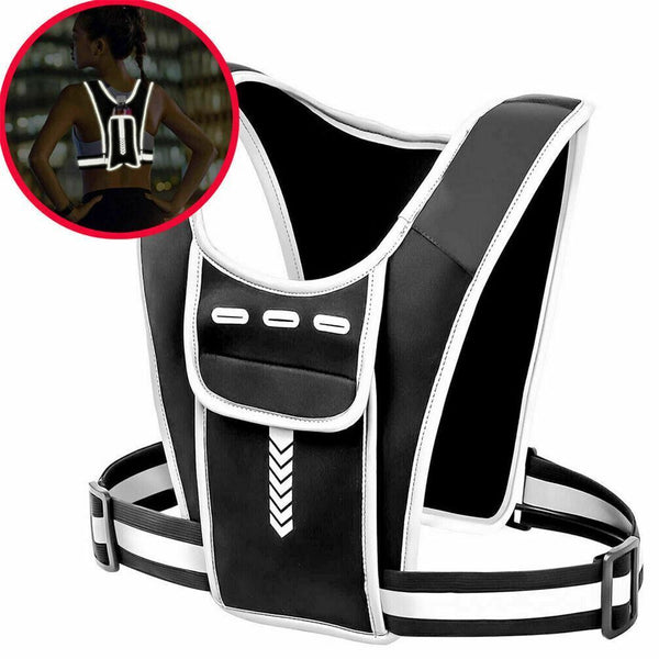 Women Safety Running Reflective Vest Fitness Backpack Phone Bag Chest Pocket