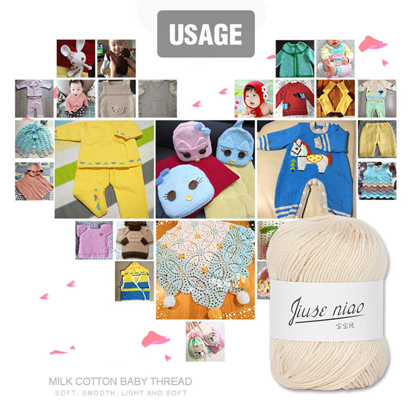 1 Roll 6 Strands Pure Cotton Ropes Baby Knitwear Crochet Yarn Twine (53)