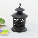Hollow Hanging Bird Cage Candle Holder Candlestick Home Party Decor (Black)