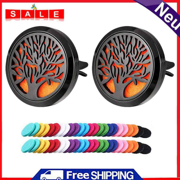 2x Car Air Vent Perfume Freshener Essential Oil Locket Diffuser Clip +48pcs Pads