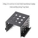 4 Bay 2.5 inch to 3.5 inch SSD Hard Drive Caddy Internal Mounting Tray Rack