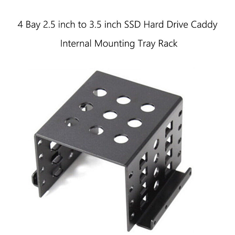 4 Bay 2.5 inch to 3.5 inch SSD Hard Drive Caddy Internal Mounting Tray Rack