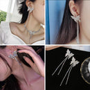 Retro Butterfly Rhinestone Dangle Earrings Women Tassel Long Ear Jewelry Gift