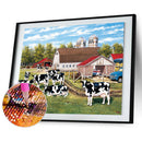 DIY Mosaic Rhinestone Drawing Village Cow Full Drill Diamond Painting Home Decor