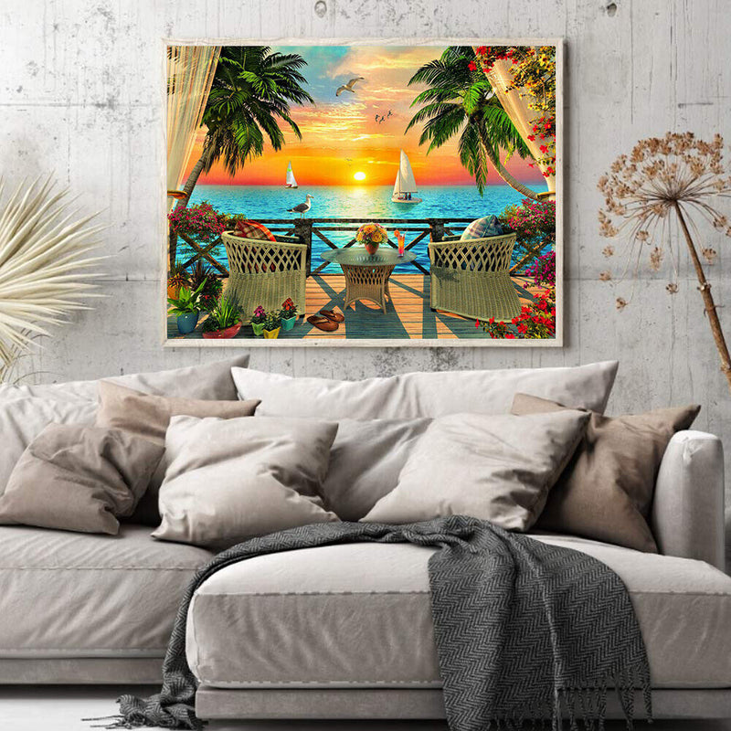 DIY 5D Diamond Painting Full Round Mosaic Sunset Handmade Picture Home Decor