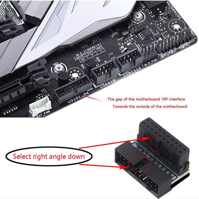USB 3.0 20 Pin Male to Female Extension Adapter for Motherboard (Up Angled)