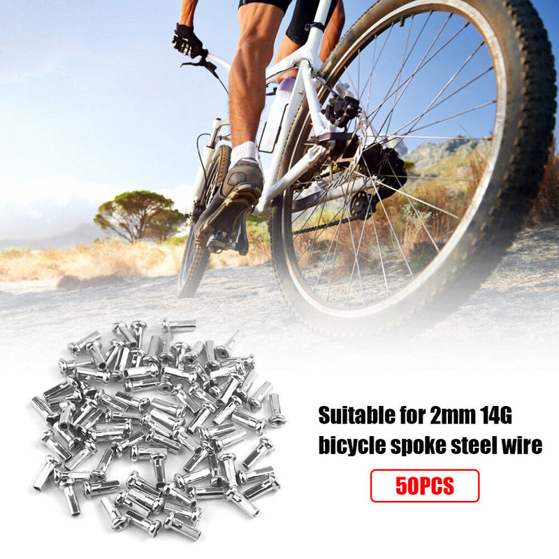 50pcs Metal Nipples for 14G 2mm Spokes MTB Mountain Bike Bicycle Cycling Pa