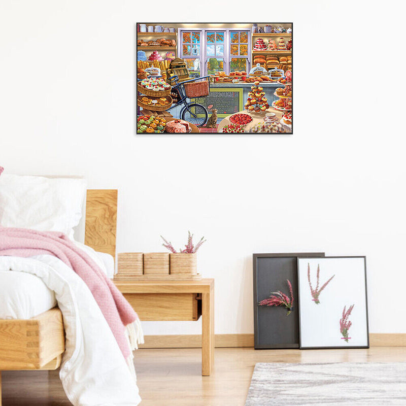 Diamond Drill Painting Kit 5D DIY Round Full Rhinestone Warm Desserts Shop Craft