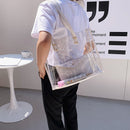 Retro Women Clear Composite Bags Shoulder Bag Pure Color Handbags (White)