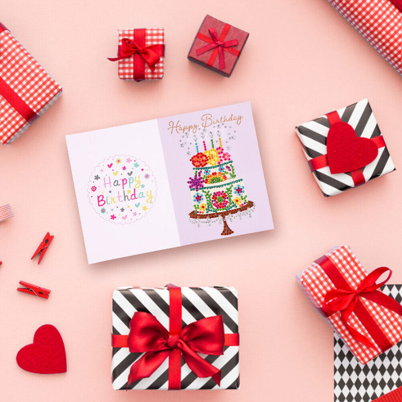 Special Shaped 5D Diamond Painting Happy Birthday Card DIY Postcard (KP016)
