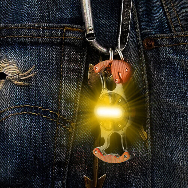 Portable Keychain Flashlight Multifunction Camping Bottle Opener Work LED Lig