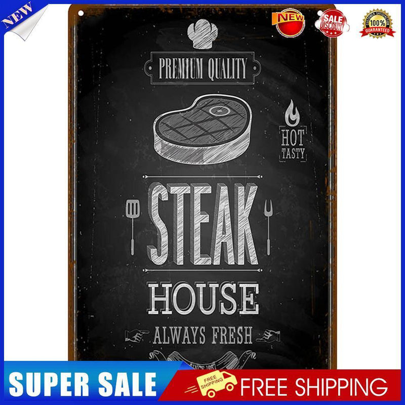 30x20cm Steak Metal Retro Tin Painting Plate Flat Tin Sign Poster Decor