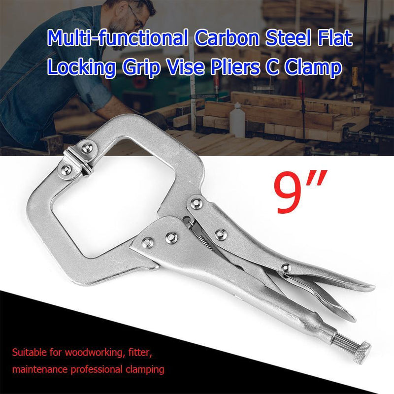 Multi-functional Carbon Steel Flat Locking Grip Vise Pliers C Clamp (9in) Newly