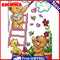 14CT Partial Stamped Embroidery Happy Painting Canvas Chinese Cross Stitch Set
