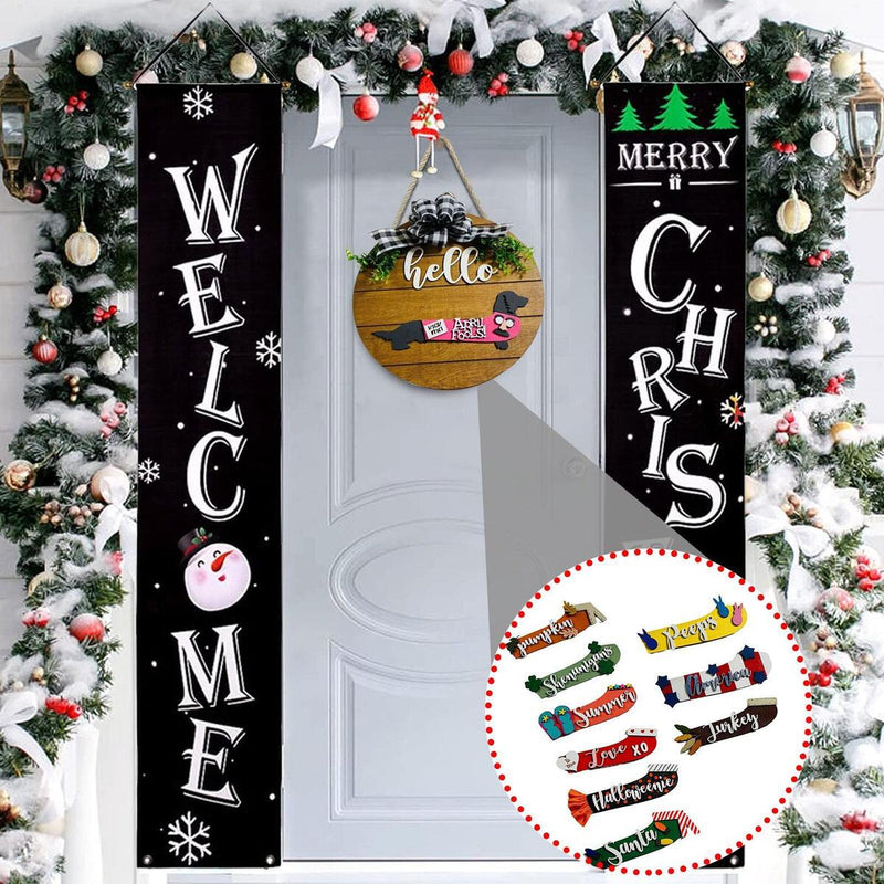 Dog Welcome Home - Dachshund Front Door Welcome Wood Christmas Home Decoration~