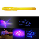 2 in 1 Luminous Light Invisible Ink Pen UV Kids Drawing Magic Pens (Yellow)