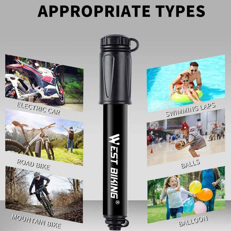 Mini Bicycle Bike Pump 100PSI Tire Portable Air Inflator with Hose.