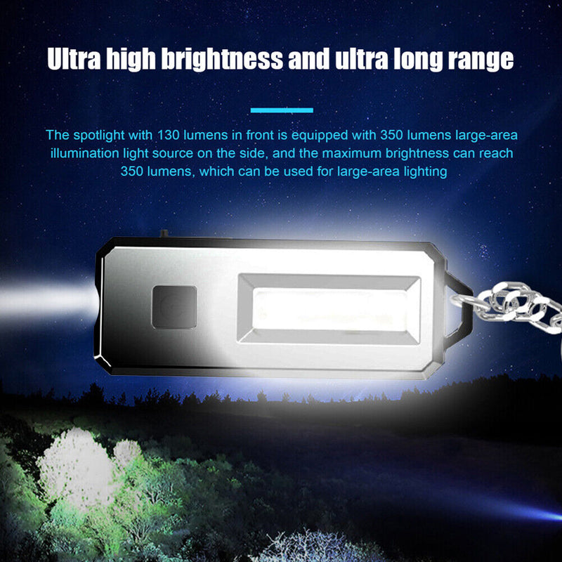 COB LED Mini Flashlight Keychain Outdoor Waterproof Pocket Work Lamp Black Newly