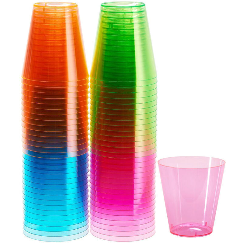 10pcs Disposable 30ml Glasses Cups Plastic Cup Neon Pa Bar Colourful CLLL Y4L8