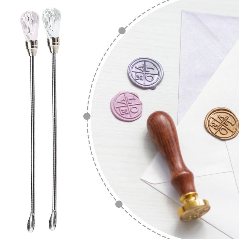 Stainless Steel Mixing Spoon Melted Wax Pills Bead Headring Stick (Pink)