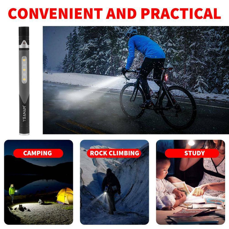 Mini Pen Light - USB Charging Reusable Durable Light & Touch Switch (Black)