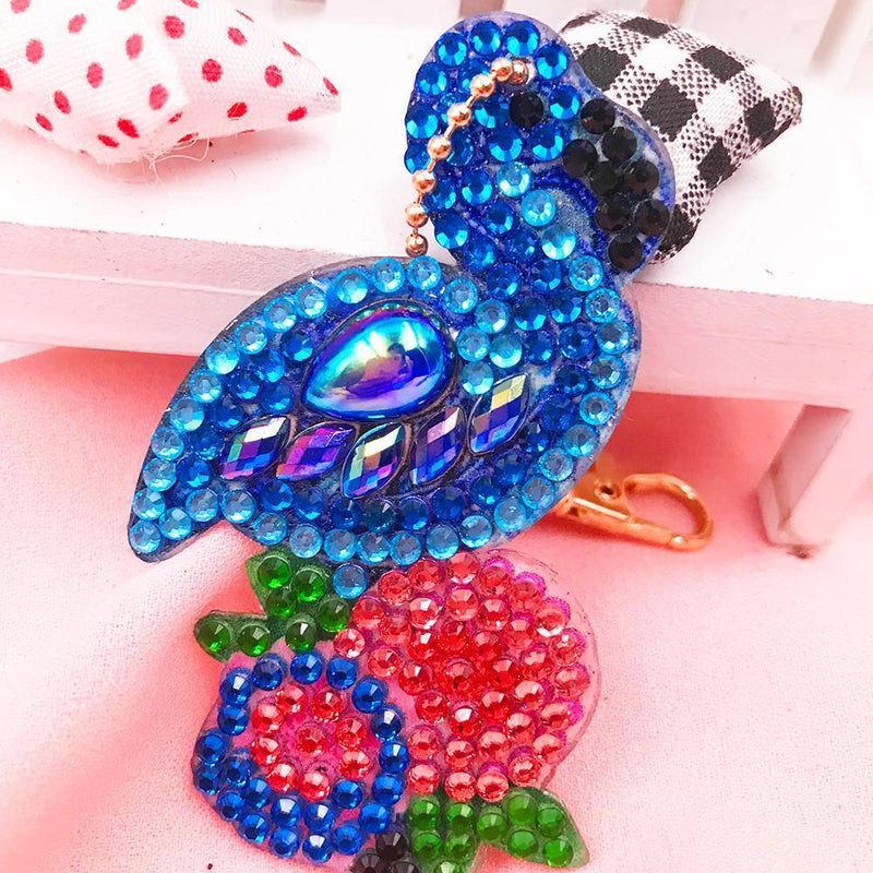 4pcs Full Drill Special Shaped Diamond Painting Bird Shape Key Ring Gift Newly