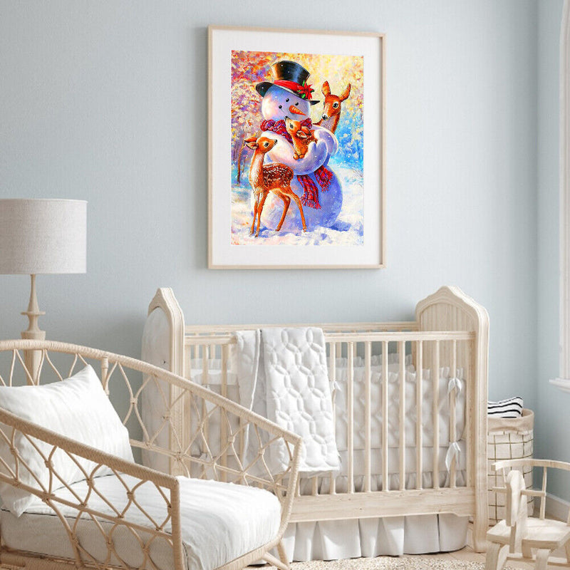 Diamond Painting Snowman Deer Full Round Drill Picture of Rhinestone DIY Drawing