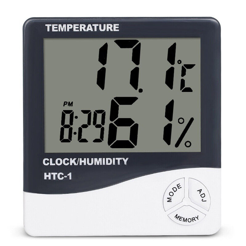 Digital Indoor Thermometer Hygrometer HTC-1 Room Temp Humidity Meter Clock