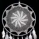 Large Ring 16.14" Handmade White Flower Dream Catcher with Feathers Art