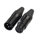1 Pair XLR 3Pin Male Female DIY Audio Cable Connectors Solder Plug (Black) Newly