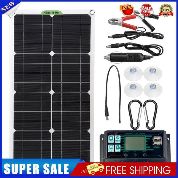 Dual USB Car Battery Charger 100W Solar Panel Kits with 30A Controller