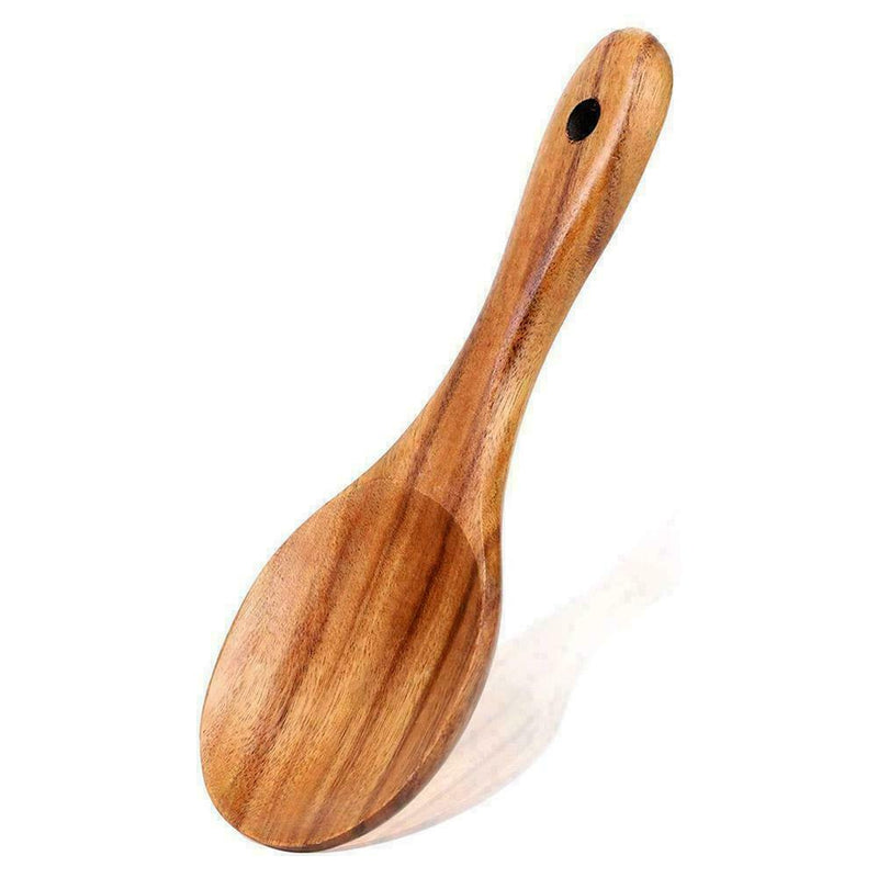 Teak Rice Spoon Set Cooking Spatula Scoop Kitchen Utensils Handle Hot I5U3
