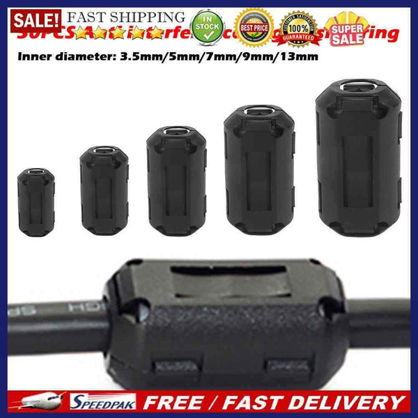 50x Ferrite Ring Core RFI EMI Noise Suppressor Cable Clip 3.5mm 5mm 7mm 9mm 13mm