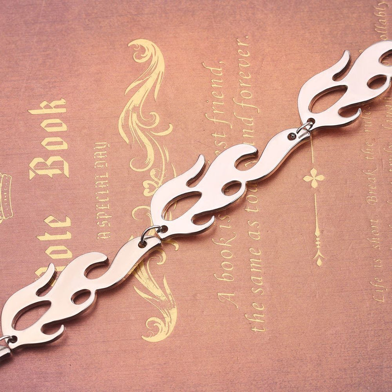Women Men Fire Flame Necklace Hip Hop Rock Jewelry Accessories Wave Sun Choker