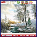 11CT Full Embroidery Kit DIY Glacial Lake Printed Cross Stitch Handicraft Gif