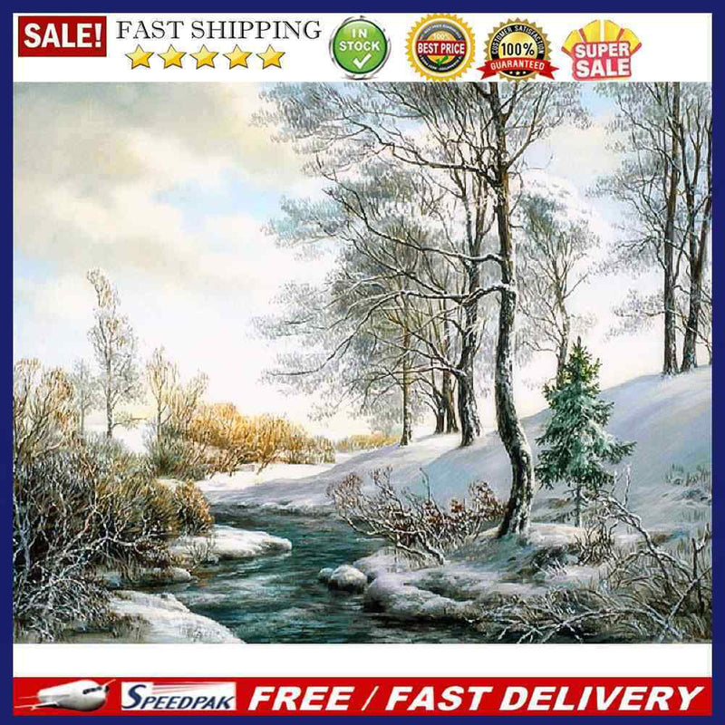 11CT Full Embroidery Kit DIY Glacial Lake Printed Cross Stitch Handicraft Gif