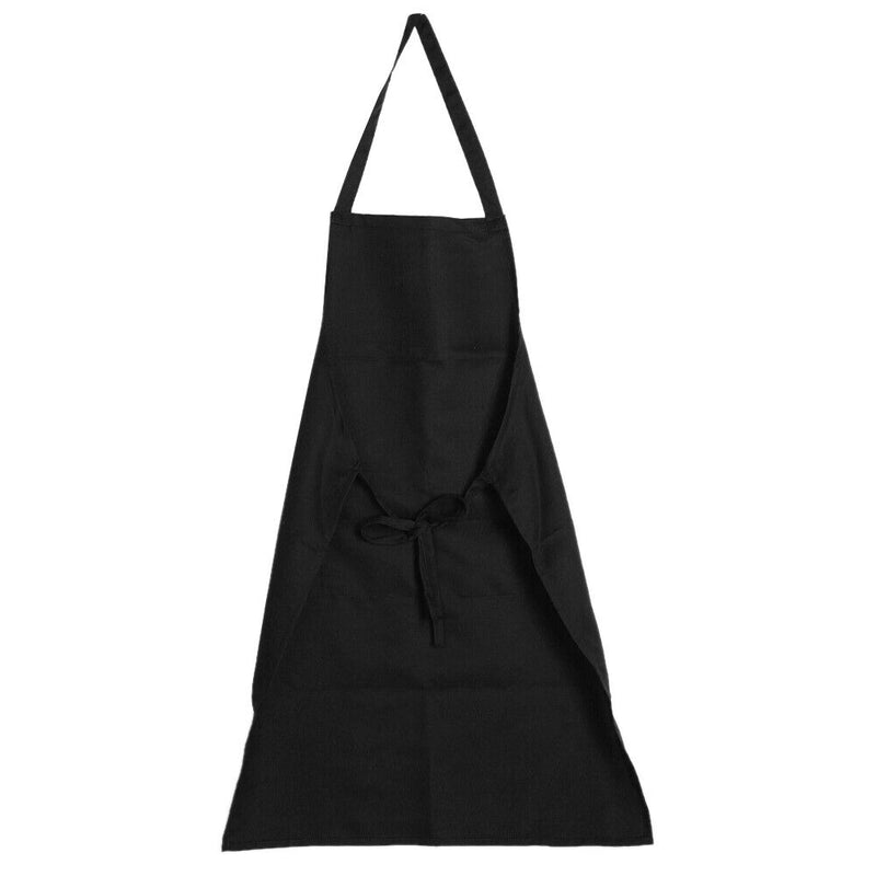 Unisex Solid Cooking Kitchen Restaurant Bib Apron Dress with Pocket(Black)