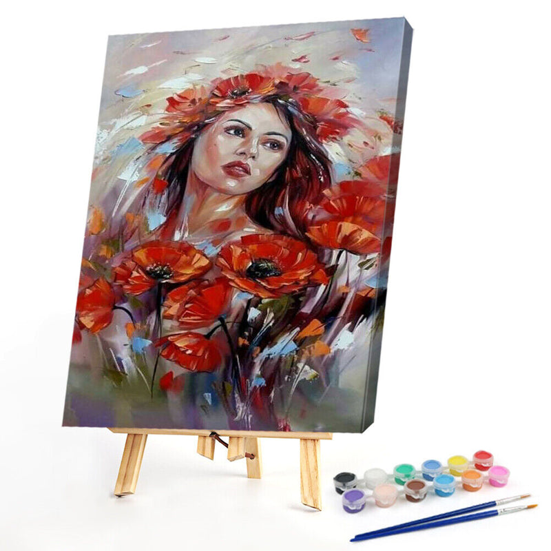 Girl Oil Paint By Numbers Kit DIY Acrylic Painting on Canvas Frameless Drawings