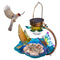 Metal Flower Solar Bird Feeder Lamp LED Light Outdoor Hanging Decorations