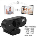 2K Webcam with Built-in Mic USB Driver Free Web Camera for Windows 10 8 7 XP PC