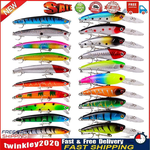 20pcs Minnow 8g 9.5cm 9cm Lures Crankbait Artificial Wobbler Fishing Bait Newly