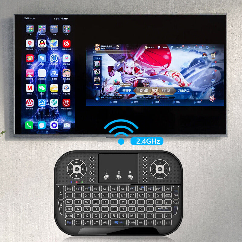 Ergonomic 2.4G Air Mouse Touchpad Backlit Wireless Keyboard with USB Receiver